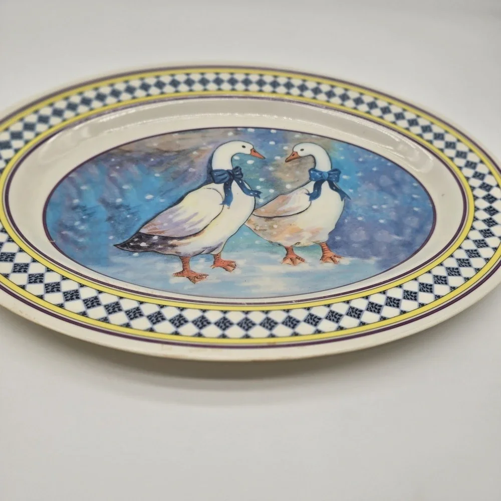 Melamine Ware Gourmet Design Goose Duck w/Ribbons Serving Platter Tray Vintage